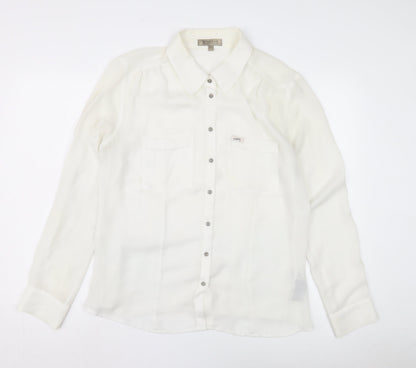 Womens UK Size L GUESS White Basic Button-Up