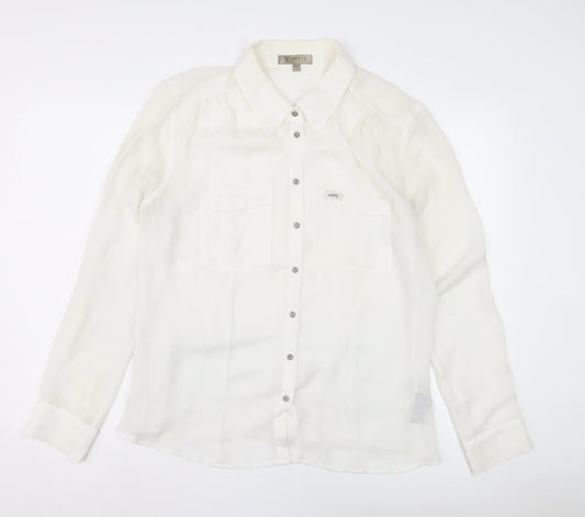 Guess Women's White Button-Up Shirt L