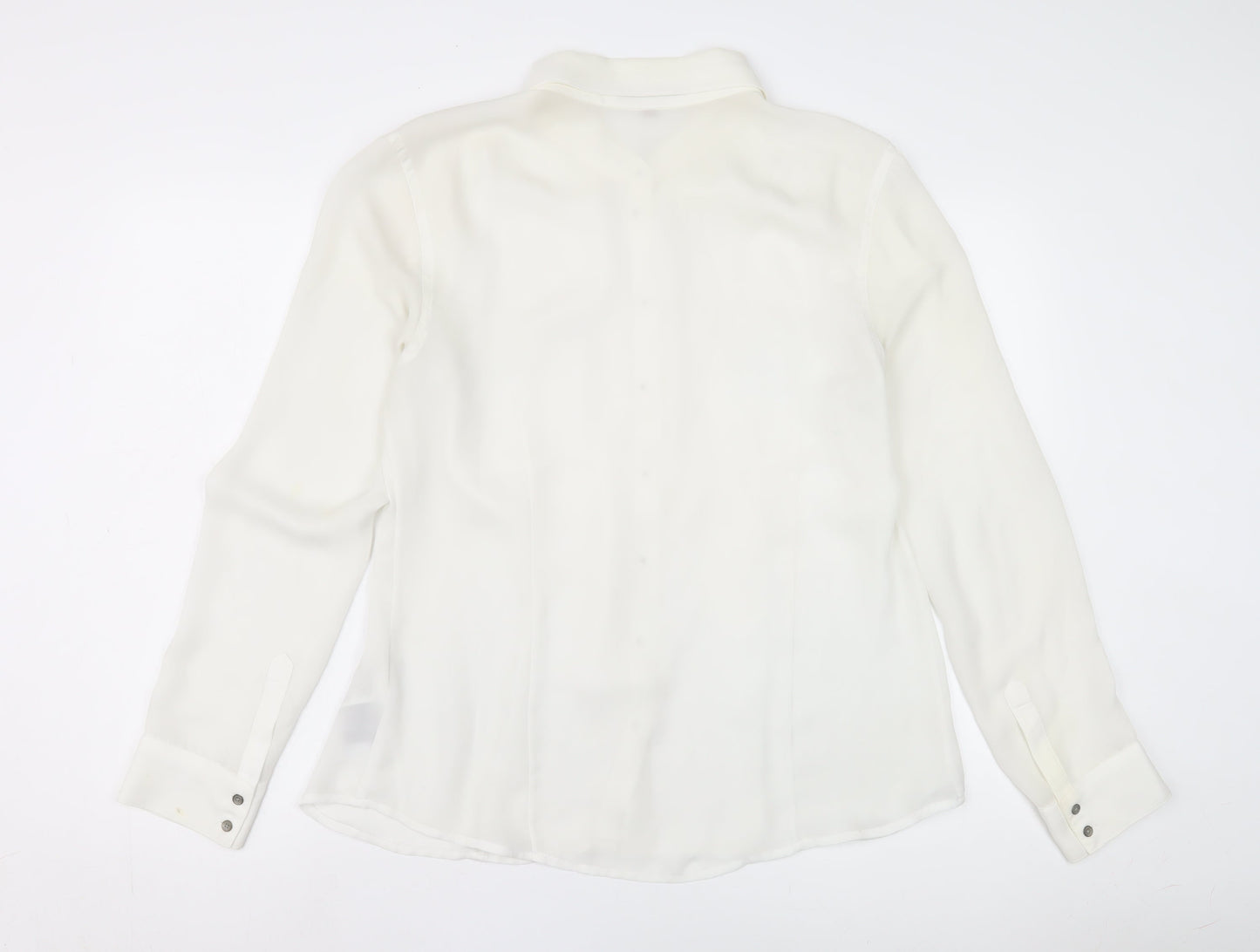 Womens UK Size L GUESS White Basic Button-Up