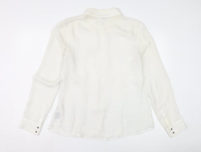 Womens UK Size L GUESS White Basic Button-Up