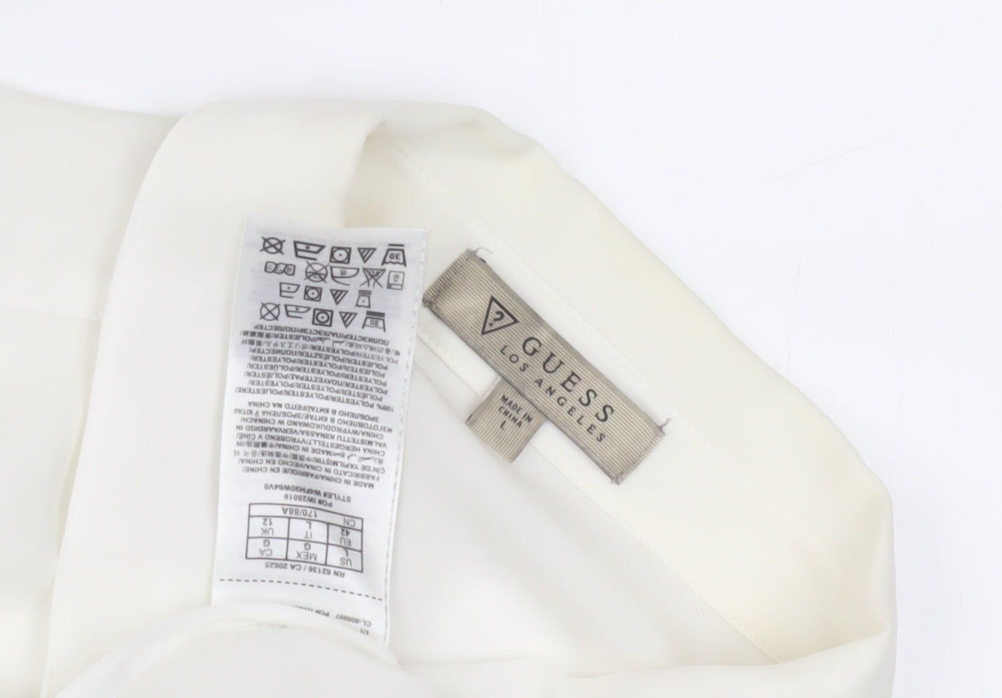 Womens UK Size L GUESS White Basic Button-Up