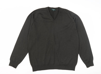 Wolsey Men's Black V-Neck Wool Pullover, Size L