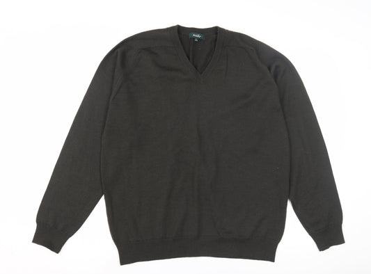 Wolsey Men's Black V-Neck Wool Pullover, Size L