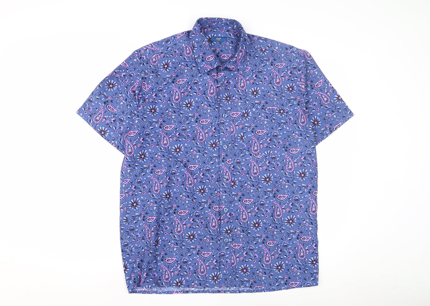 Unisex Adults UK Size M Cotton Traders Blue Basic Button-Up