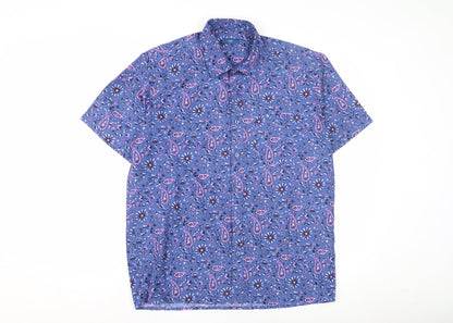 Unisex Adults UK Size M Cotton Traders Blue Basic Button-Up