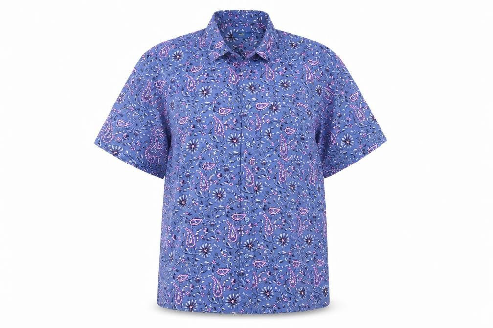 Unisex Adults UK Size M Cotton Traders Blue Basic Button-Up
