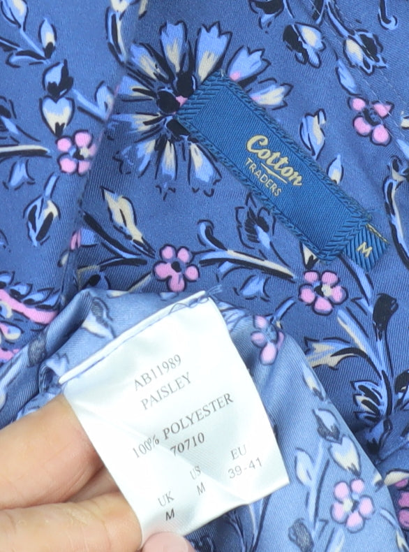 Unisex Adults UK Size M Cotton Traders Blue Basic Button-Up