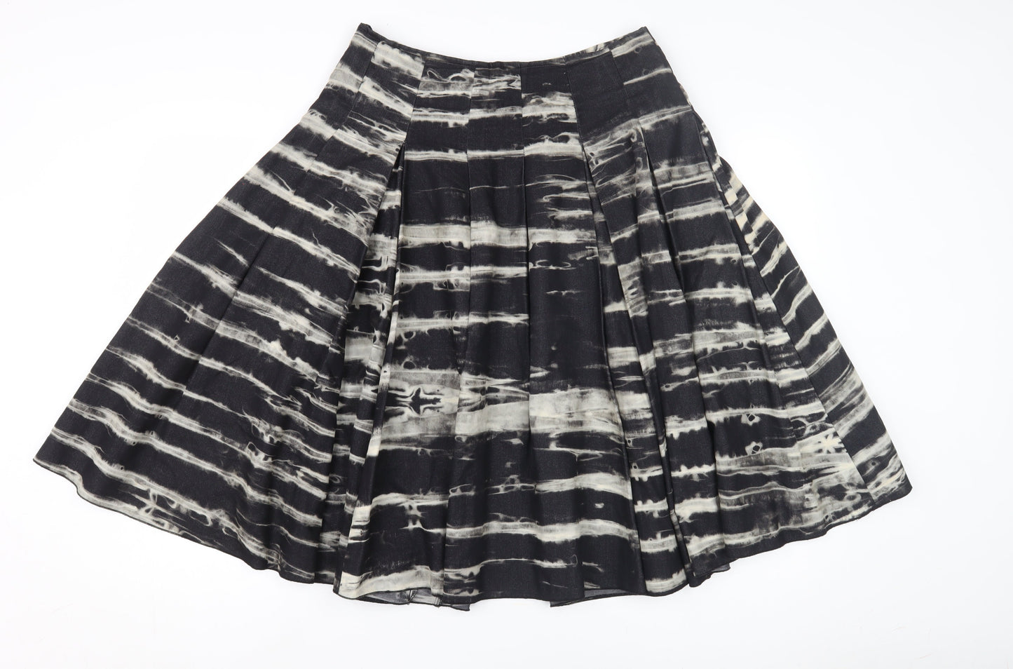 Per Una Women's Black A-Line Skirt, Size 8, Striped