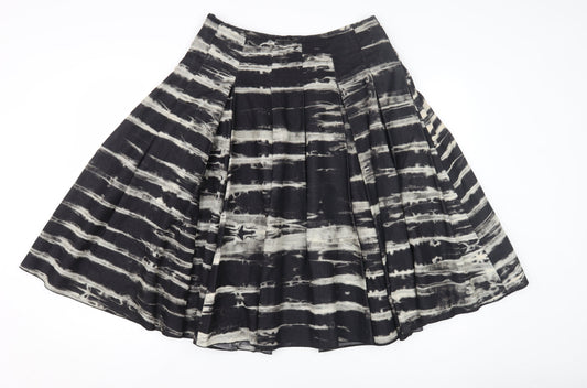 Per Una Women's Black A-Line Skirt, Size 8, Striped