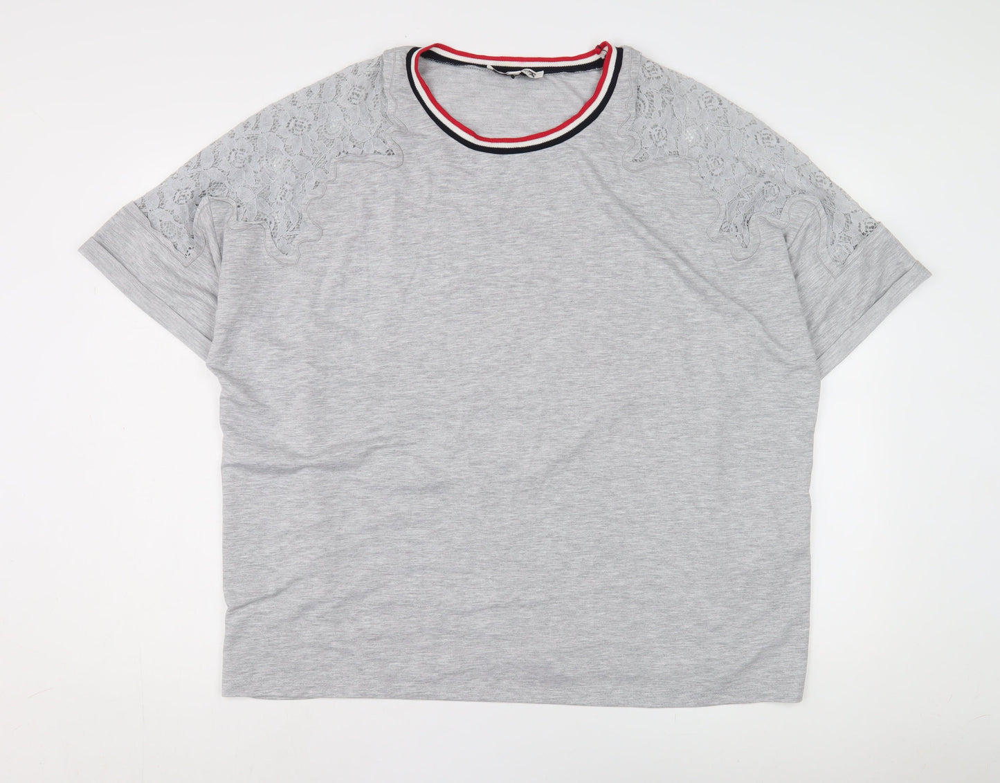 Womens UK Size 24 Capsule Grey Ringer T-Shirt