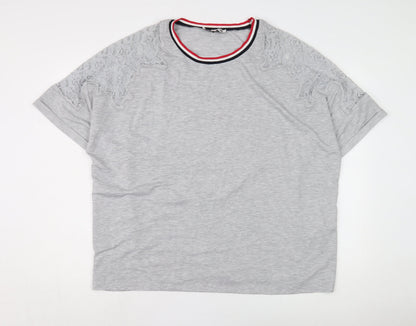 Womens UK Size 24 Capsule Grey Ringer T-Shirt