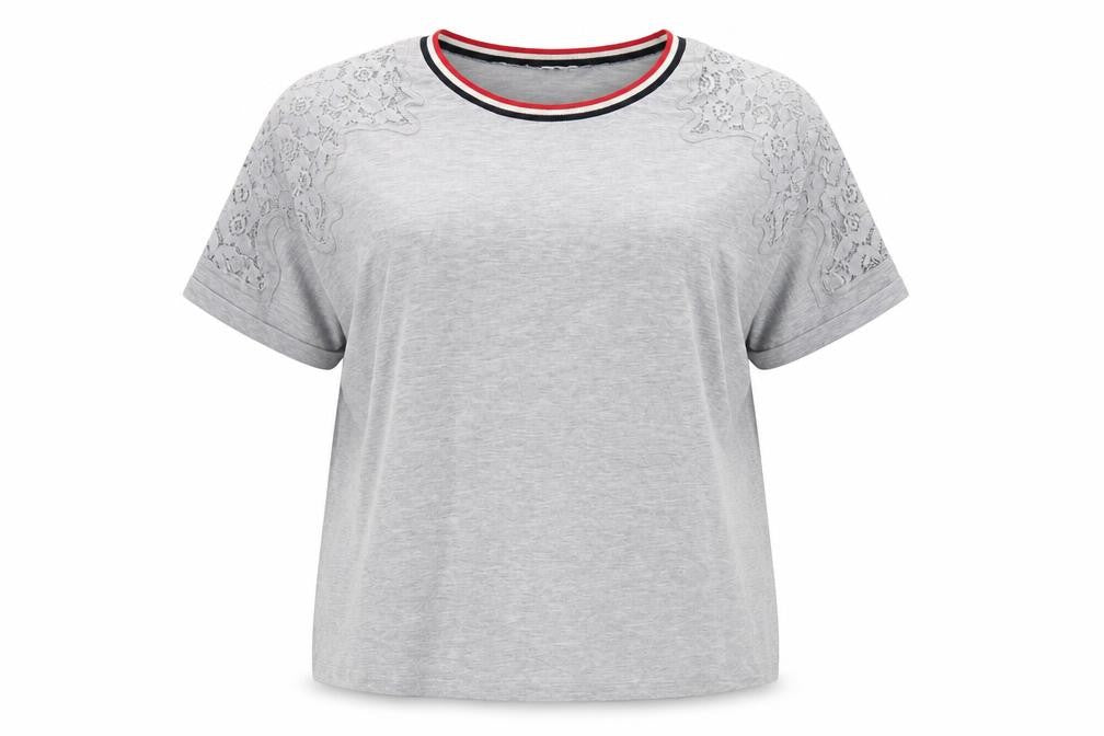 Womens UK Size 24 Capsule Grey Ringer T-Shirt