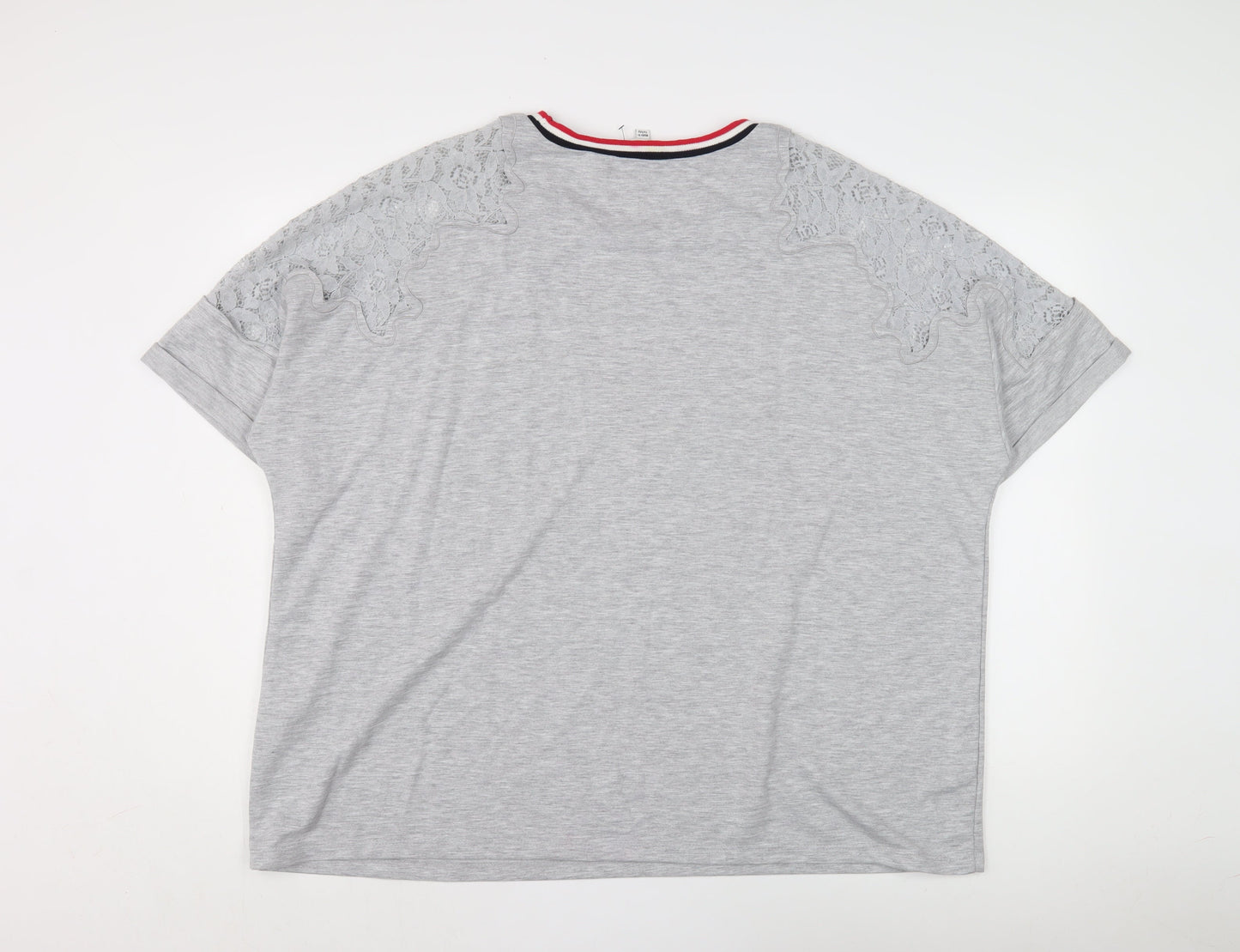 Womens UK Size 24 Capsule Grey Ringer T-Shirt