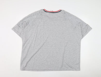 Womens UK Size 24 Capsule Grey Ringer T-Shirt