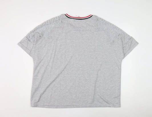 Capsule Women's Grey Ringer T-Shirt, UK 24, Plus Size