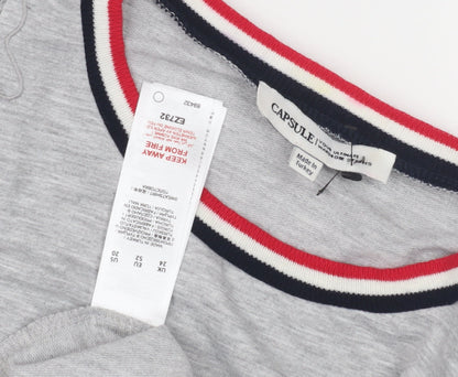 Womens UK Size 24 Capsule Grey Ringer T-Shirt