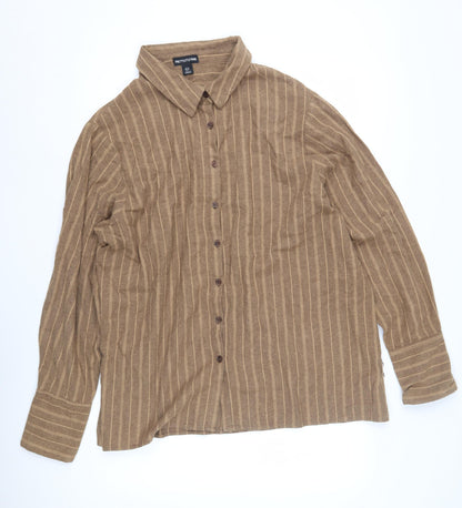 Womens UK Size 10 PRETTYLITTLETHING Brown Basic Button-Up