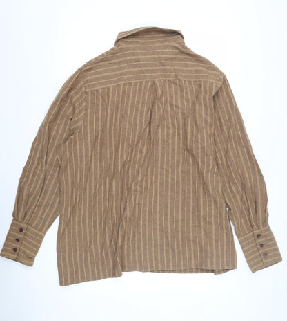 Womens UK Size 10 PRETTYLITTLETHING Brown Basic Button-Up