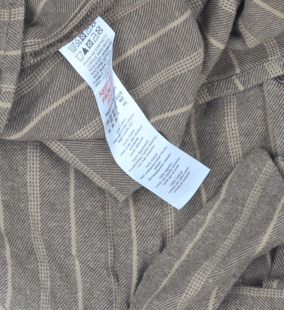 Womens UK Size 10 PRETTYLITTLETHING Brown Basic Button-Up
