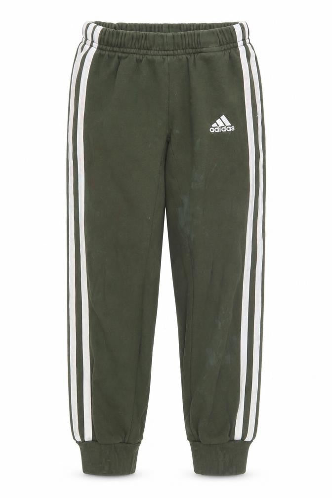 Front view of Adidas boys’ green jogger trousers, size 4, years