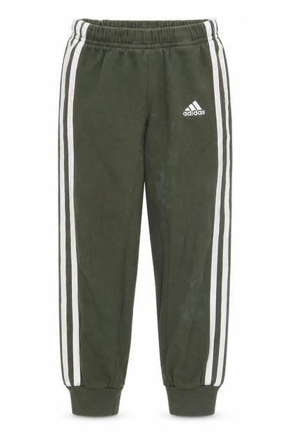Front view of Adidas boys’ green jogger trousers, size 4, years