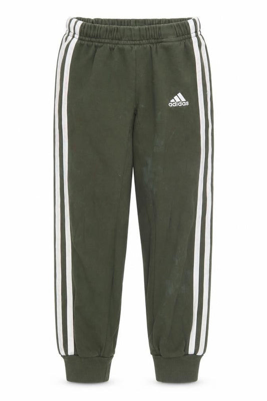 Front view of Adidas boys’ green jogger trousers, size 4, years