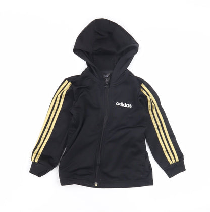 Adidas Boys Black Full Zip Hoodie 2-3 Years
