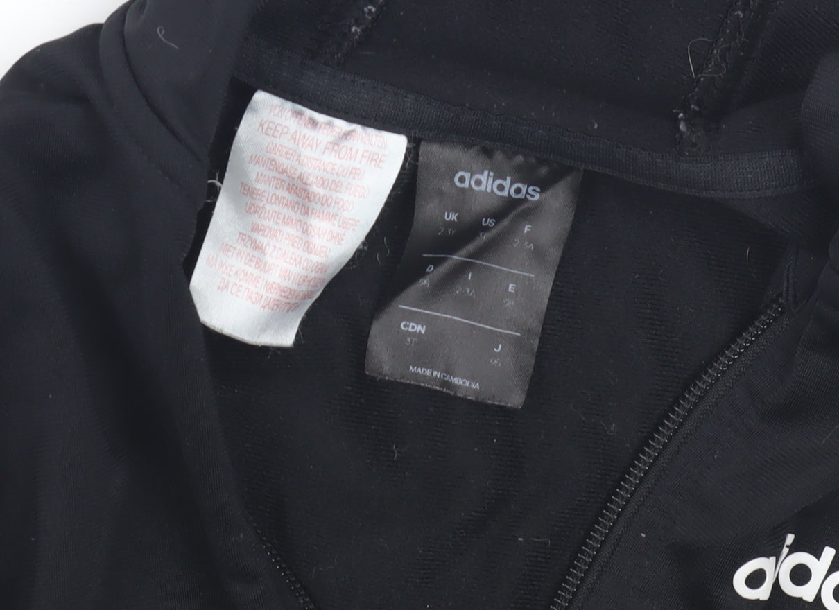 Adidas Boys Black Full Zip Hoodie 2-3 Years