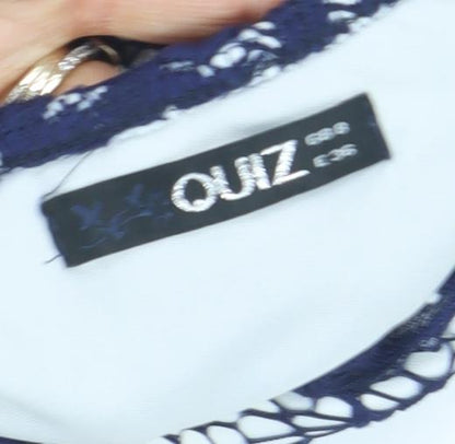 Quiz Women's Blue Off-Shoulder Lace Jumpsuit Size 8