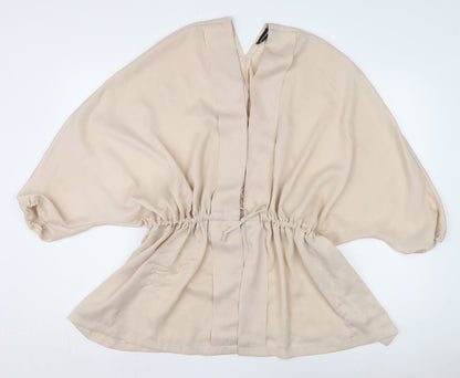 Womens UK Size 12 PRETTYLITTLETHING Beige Kimono Blouse