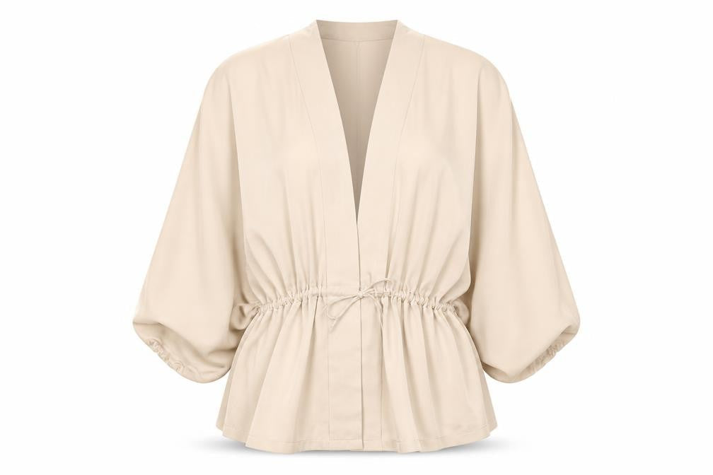 Womens UK Size 12 PRETTYLITTLETHING Beige Kimono Blouse