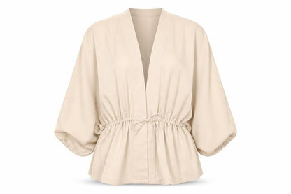 Womens UK Size 12 PRETTYLITTLETHING Beige Kimono Blouse