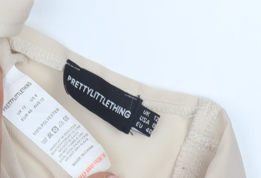 Womens UK Size 12 PRETTYLITTLETHING Beige Kimono Blouse