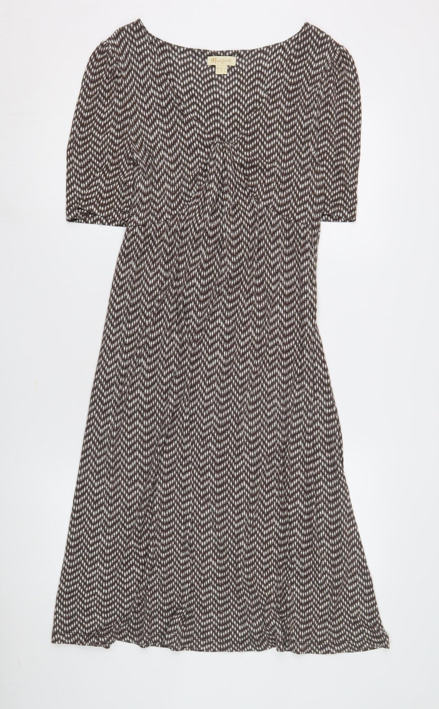 Monsoon Women's Brown Geometric A-Line Dress Size 10