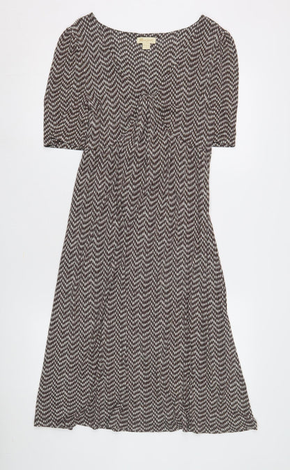 Monsoon Women's Brown Geometric A-Line Dress Size 10