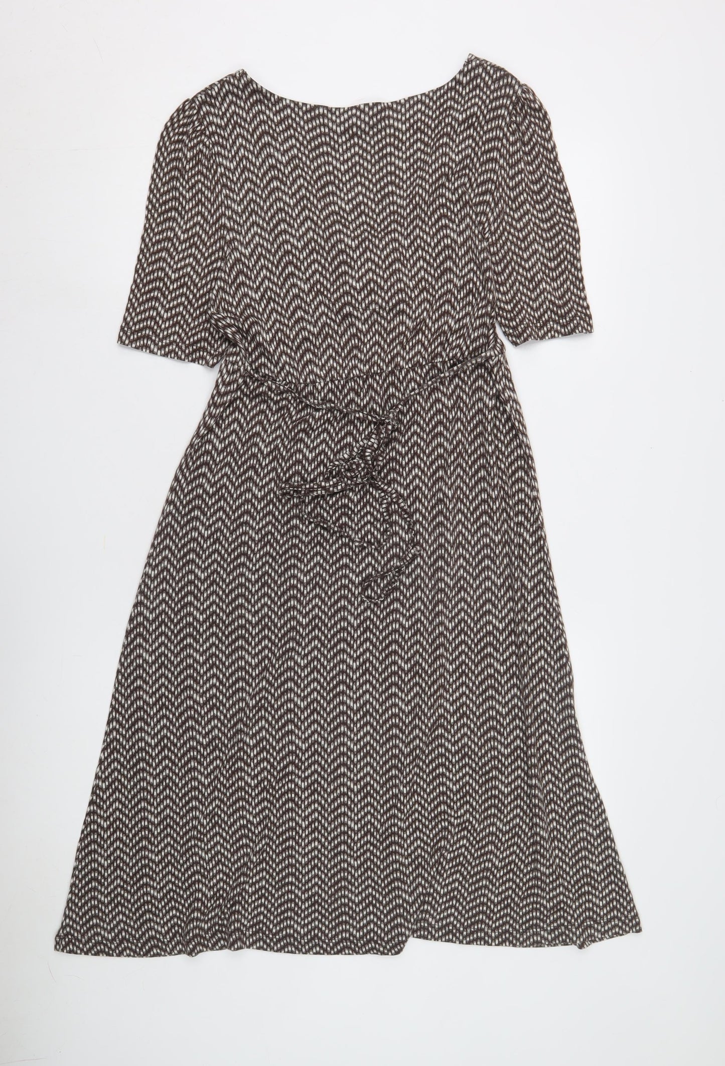 Monsoon Women's Brown Geometric A-Line Dress Size 10