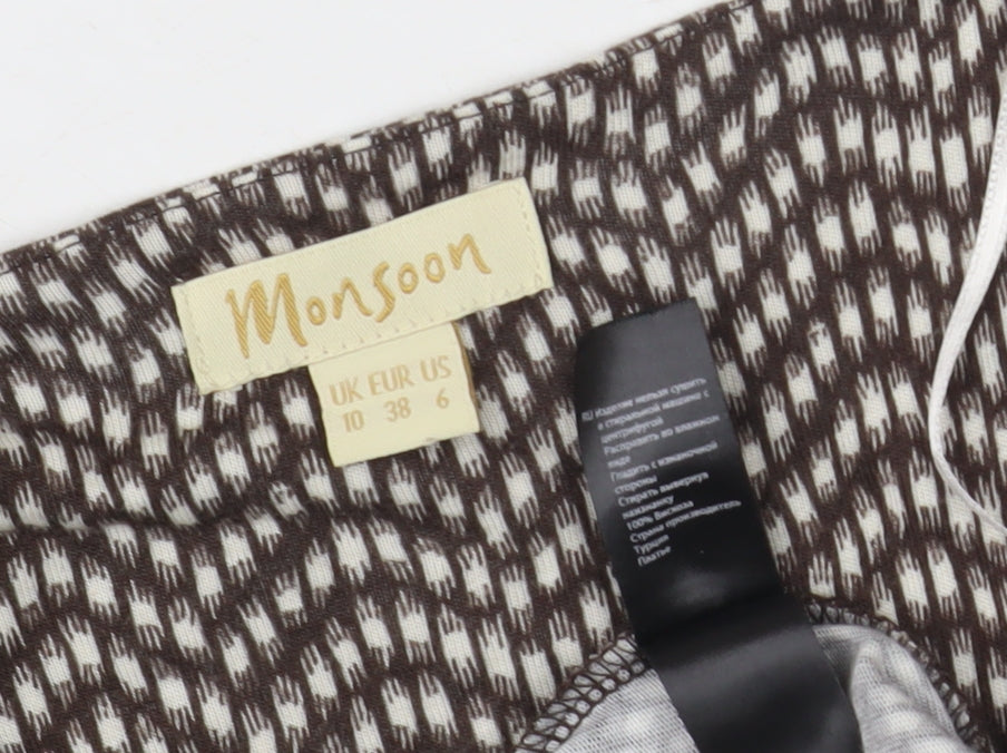 Monsoon Women's Brown Geometric A-Line Dress Size 10