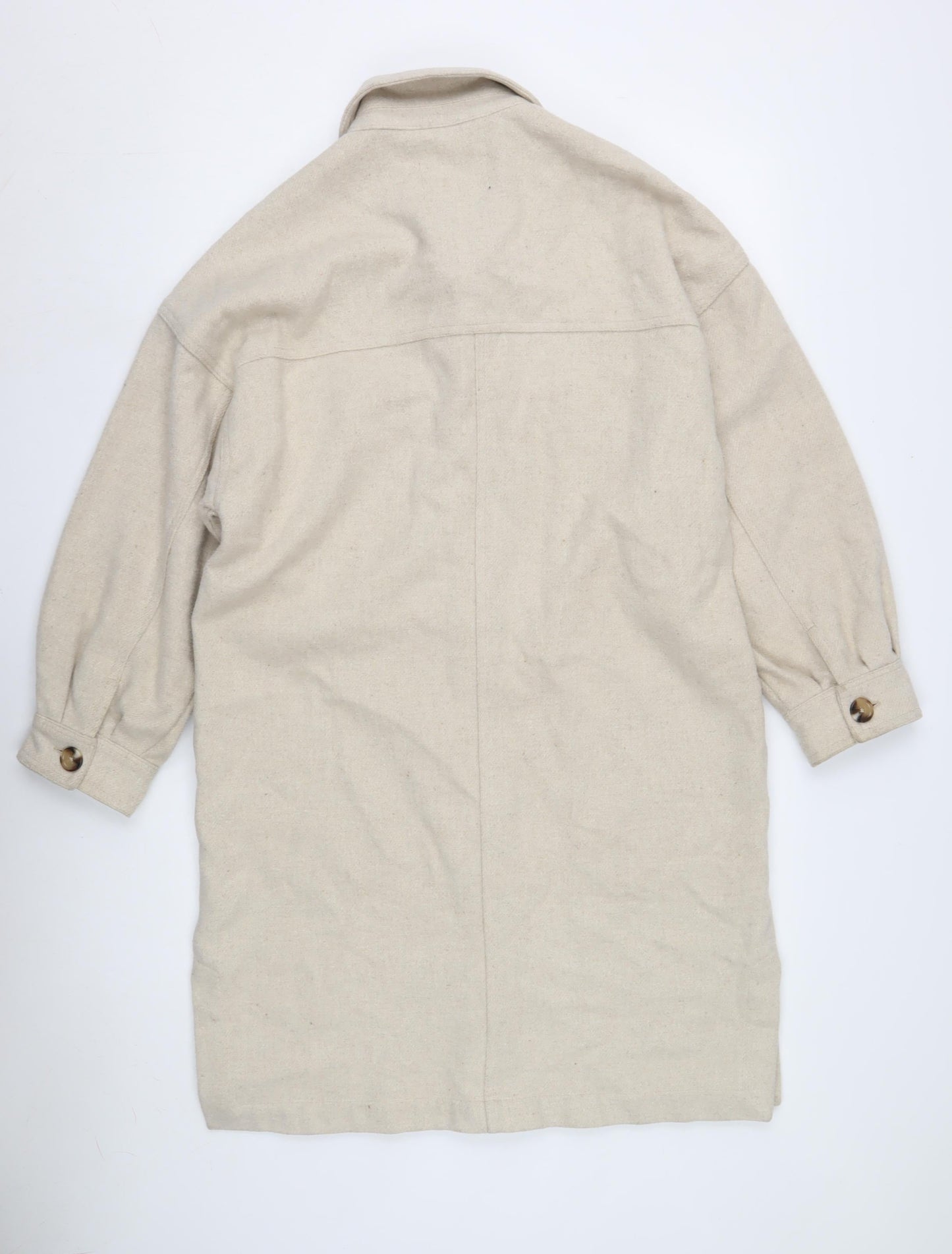 Womens UK Size S Pull&Bear Beige Basic Coat