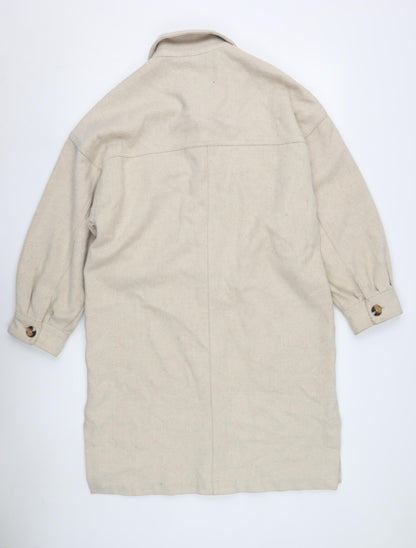 Womens UK Size S Pull&Bear Beige Basic Coat