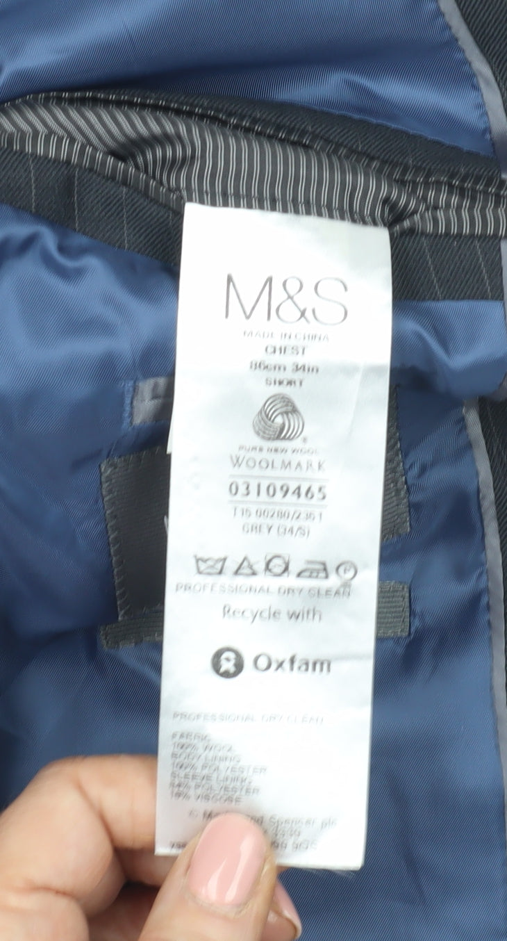 Mens UK Size 34 Marks and Spencer Regular Grey Suit Jacket