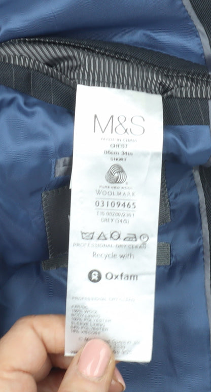 Mens UK Size 34 Marks and Spencer Regular Grey Suit Jacket