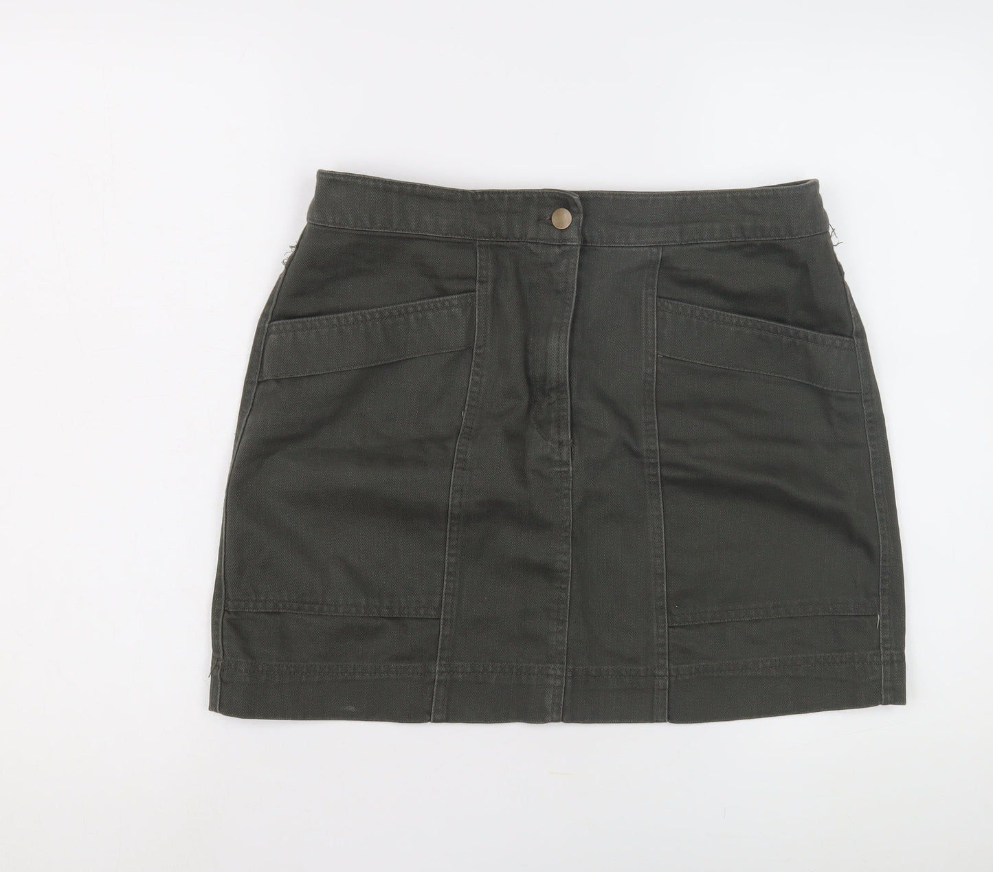 H&M Women's Green Cotton Skirt, Size 14