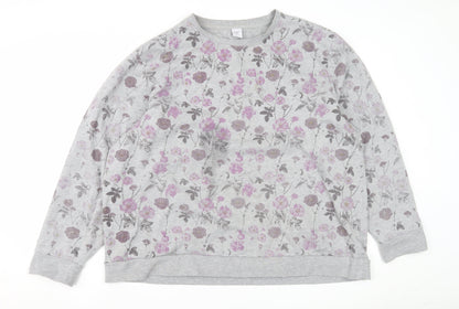 Cotton Traders Women's Grey Floral Pullover Sweatshirt Size 26
