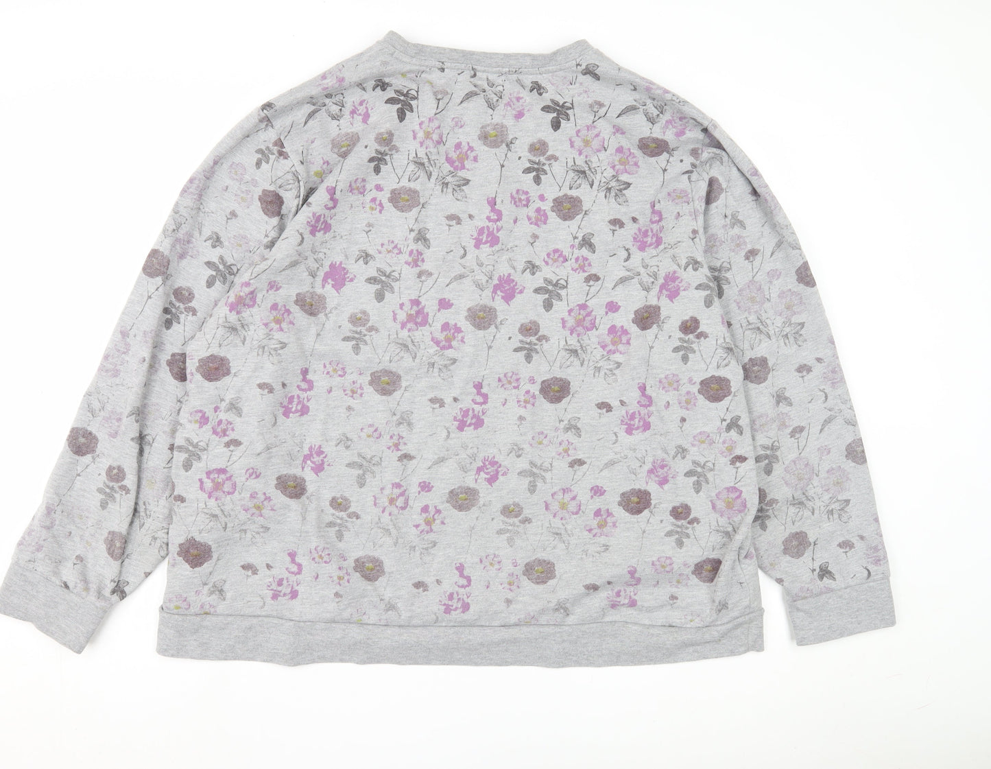 Cotton Traders Women's Grey Floral Pullover Sweatshirt Size 26