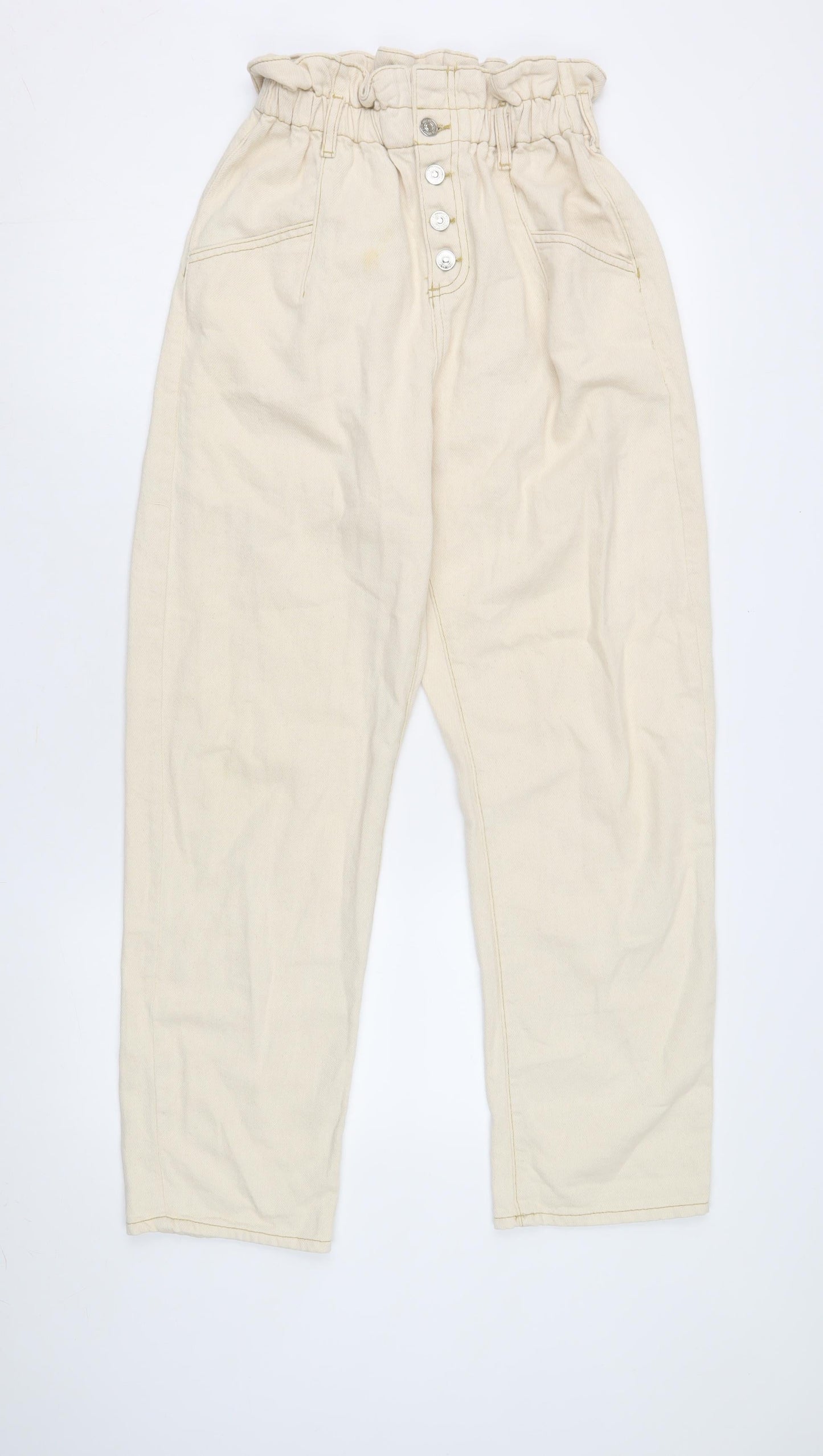 Womens UK Size L MNG  Paperbag Beige Jeans