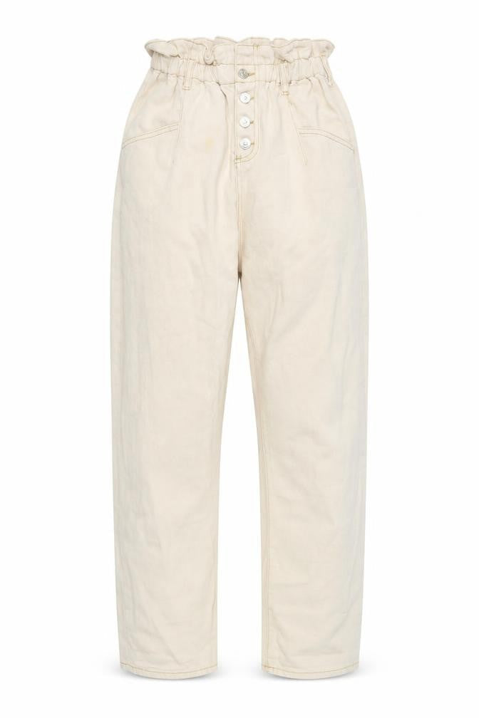 Womens UK Size L MNG  Paperbag Beige Jeans