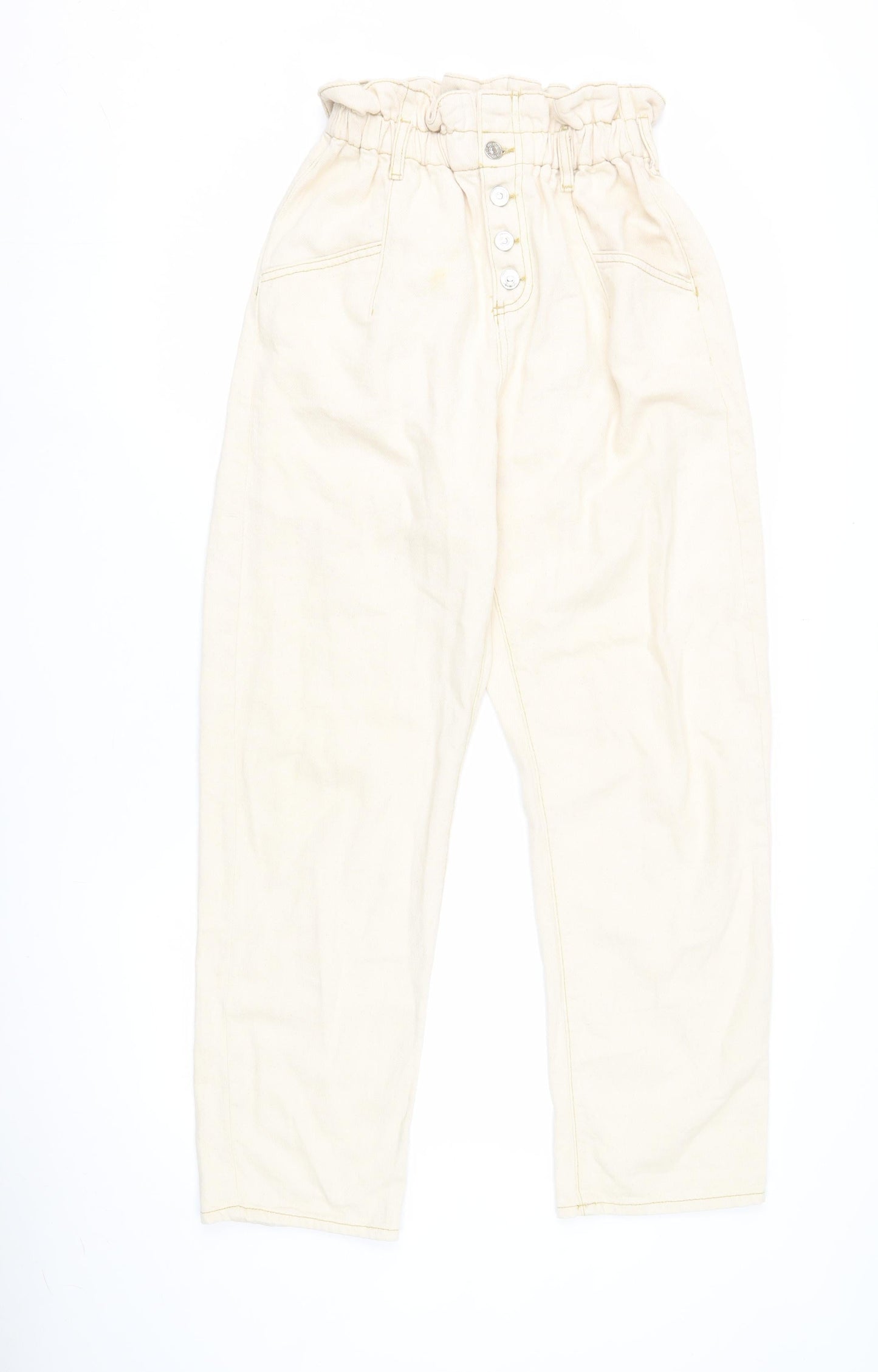 Womens UK Size L MNG  Paperbag Beige Jeans