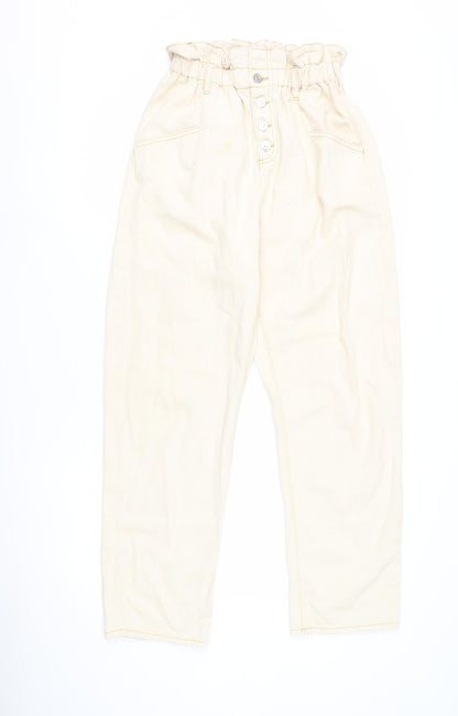 Womens UK Size L MNG  Paperbag Beige Jeans