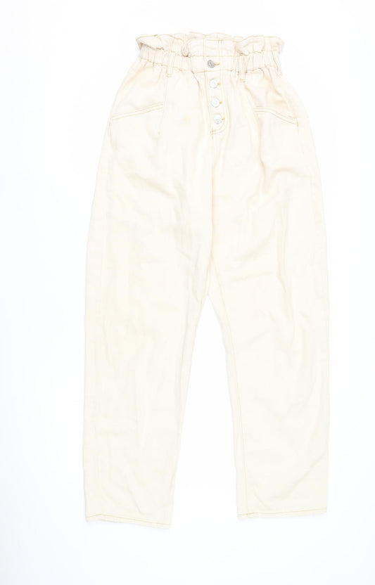 Womens UK Size L MNG  Paperbag Beige Jeans