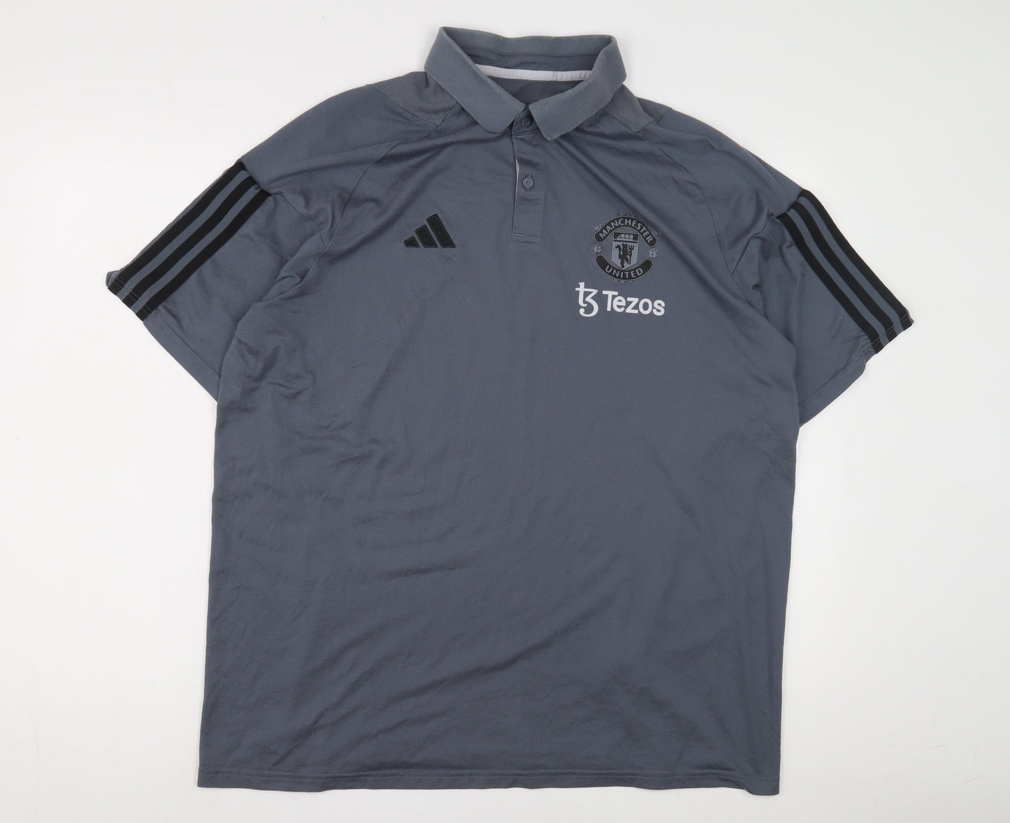 Adidas Grey Unisex Adults XL Football Polo Shirt